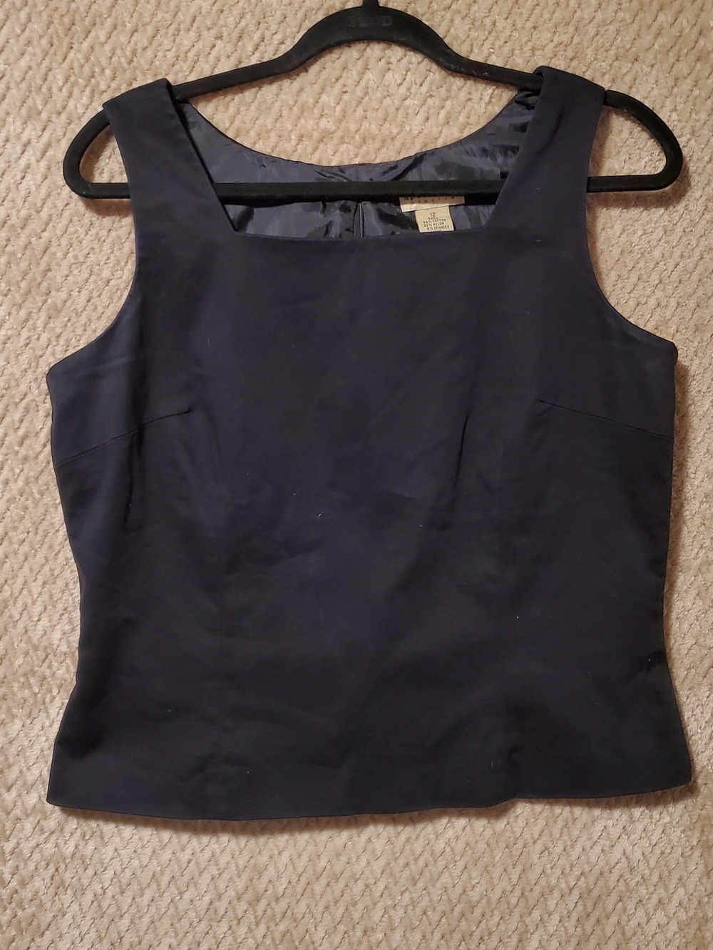 Apostrophe Navy Square-Neck Shell Top